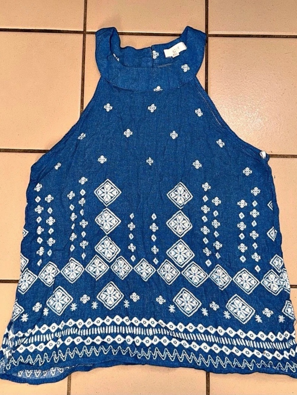 Mine Blue Geometric Tank Size Small
